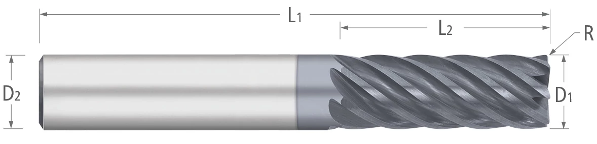 VI-PRO Variable Index End Mills-7 Flute-Corner Radius