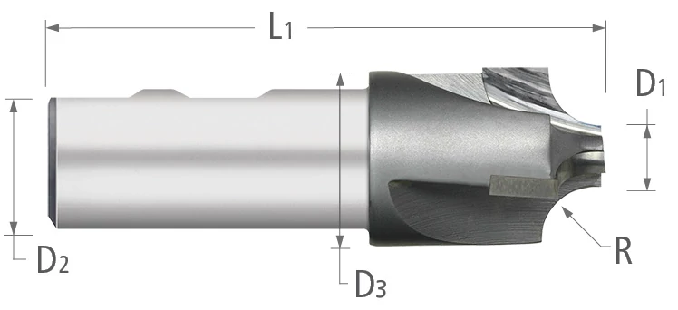 Corner Rounding End Mills-3 Flute-Flared-Carbide Tipped
