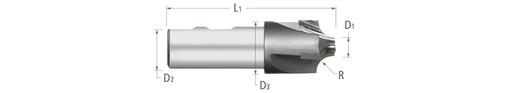 Corner Rounding End Mills-3 Flute-Flared-Carbide Tipped