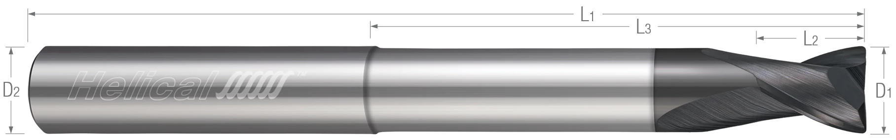 2 Flute-Corner Radius-30° Helix-Reduced Neck