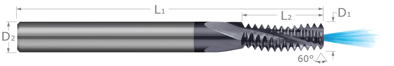 Full Thread Form Cutter Thread Milling Cutters - Multi-Form - Coolant-Through - UN Threads