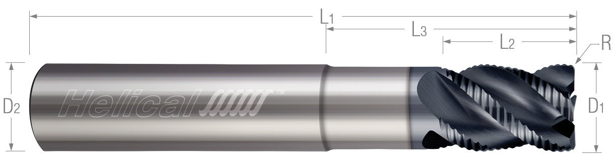 Multi-Flute, Corner Radius-Knuckle Rougher, Variable Pitch, Reduced Neck (Aplus)