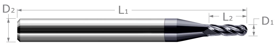 Miniature End Mills-Ball-Stub & Standard-Metric