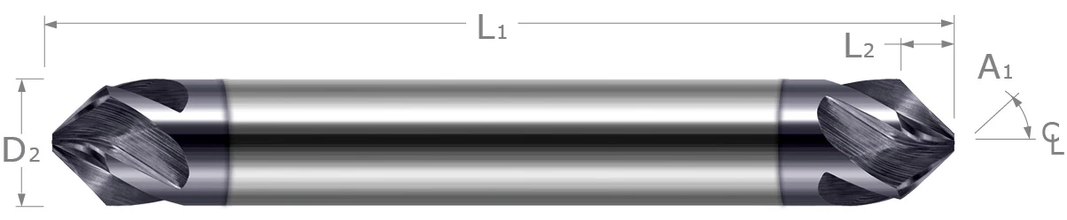 Chamfer Cutters-Pointed & Flat End-Helical Flutes-Double-Ended
