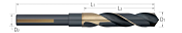 Drills-High Speed Steel-Silver & Deming-118° Split Point-3 Flats-Black & Gold Oxide Finish