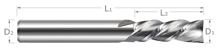 End Mills for Plastics-Square Downcut-2 Flute-High Helix