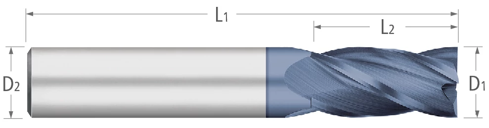 Carbide-4 Flute-Square-30° Helix