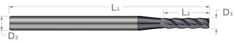 Miniature End Mills-Square-Long Flute-5 Flute