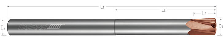 High Feed End Mills - Steels up to 45 Rc - Variable Pitch - Reduced Neck