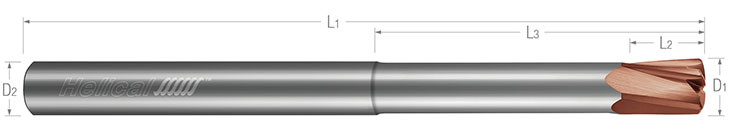 High Feed End Mills-Steels up to 45 Rc-Variable Pitch-Reduced Neck