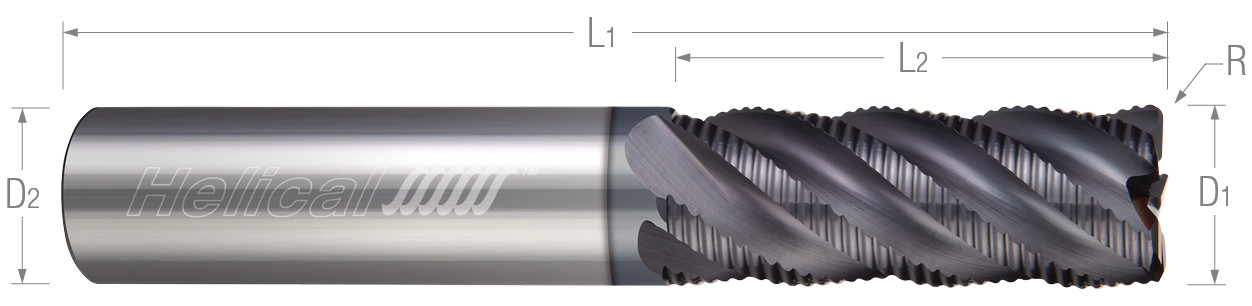 Multi-Flute, Corner Radius-Knuckle Rougher, Variable Pitch (Aplus)