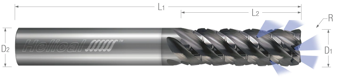 5 Flute-Corner Radius-Variable Pitch-Chipbreaker-Coolant Through-For HEM