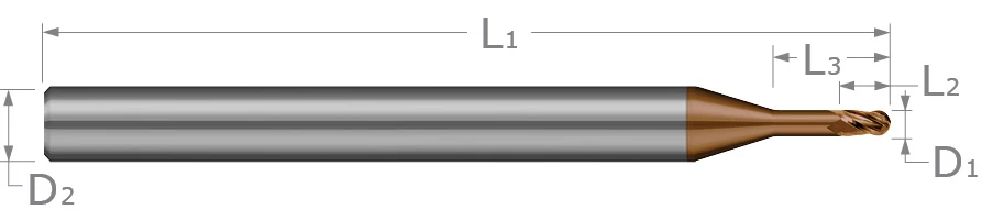 End Mills for Hardened Steels -Tight Tolerance-Ball-For Steels 70 Rc