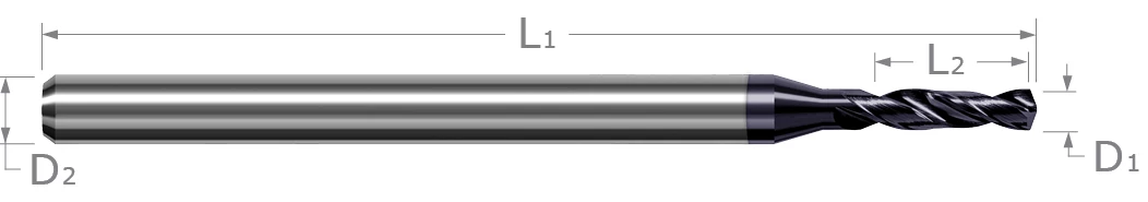 Miniature High Performance Drills-Prehardened Steels