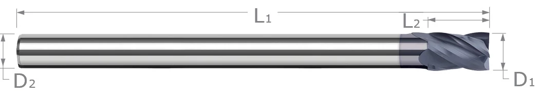 Variable Helix End Mills for High Temp Alloys-Square-Reduced Shank