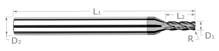 Diamond End Mills for Non-Ferrous Materials-CVD Diamond-Corner Radius