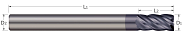 End Mills for Steels & High Temp Alloys-Square-5 Flute-Variable Helix