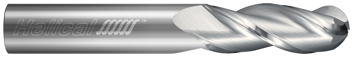 0.1250" (1/8) Cutter DIA x 0.1250" (1/8) Shank DIA x 0.2500" (1/4) Length of Cut x 1.5000" (1-1/2) Overall Length Carbide Ball End Mill for Aluminum, 3 Flutes, Uncoated - (H35AL-S-30125-BN)
