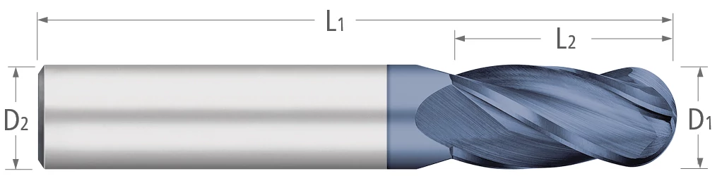  Carbide-4 Flute-Ball-30° Helix