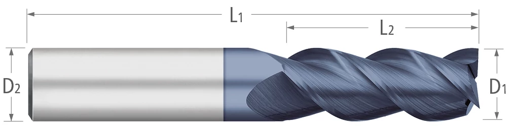 Carbide-3 Flute-Square-45° Helix