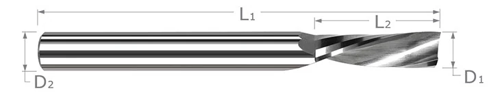 End Mills for Plastics-Square Downcut-Single Flute