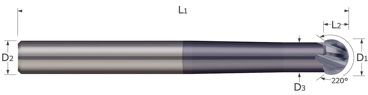Micro Undercut Rib Undercutting End Mills-220°