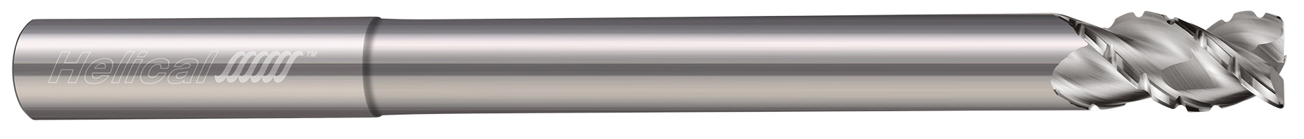 0.2500" (1/4) Cutter DIA x 0.2500" (1/4) Shank DIA x 0.0200" Radius x 0.3750" (3/8) Length of Cut x 4.0000" (4) Overall Length x 0.7500" (3/4) Reach Carbide 45° Helix Corner Radius End Mill for Aluminum, 3 Flutes, Uncoated - (H45AL-C-RN-S-30250-R.020)