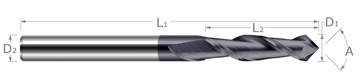 Drill/End Mills-Helical Tip-2 Flute