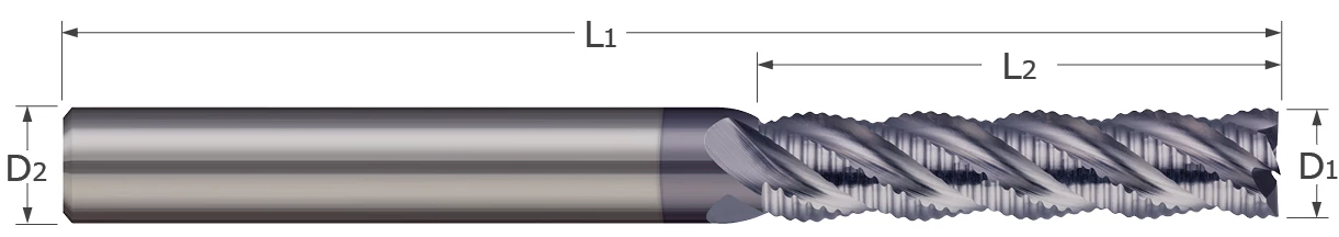 End Mills for Steels & High Temp Alloys-Square-4 Flute-Chipbreaker Rougher