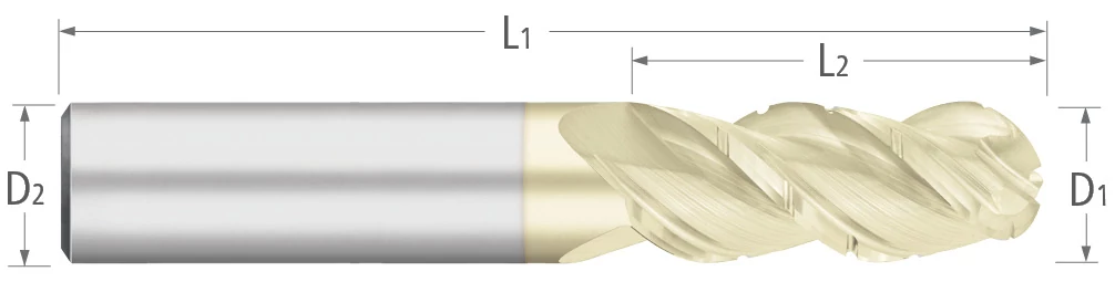 Carbide-For Aluminum-3 Flute-Ball-45° Helix-Chipbreaker