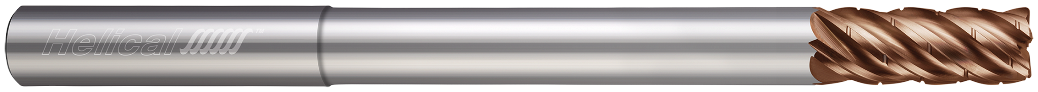 0.1250" (1/8) Cutter DIA x 0.1250" (1/8) Shank DIA x 0.0100" Radius x 0.1562" (5/32) Length of Cut x 2.0000" (2) Overall Length x 0.3750" (3/8) Reach Carbide Corner Radius End Mill for Stainless and High Temp, 5 Flutes, TPLUS Coated - (HEV-C-RN-S-50125-R.