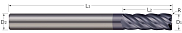 End Mills for Steels & High Temperature Alloys-Corner Radius-5 Flute-Variable Helix