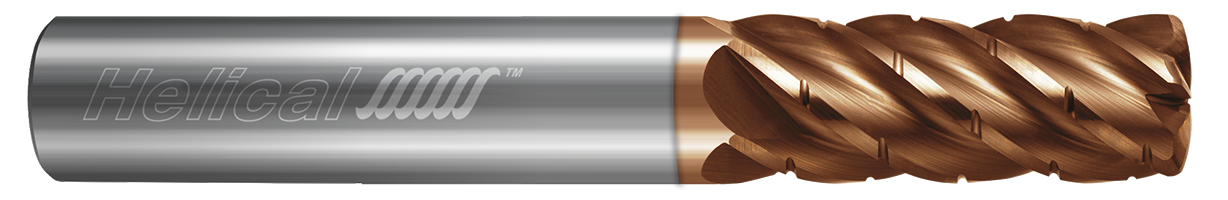 0.2500" (1/4) Cutter DIA x 0.2500" (1/4) Shank DIA x 0.0200" Radius x 0.3750" (3/8) Length of Cut x 2.0000" (2) Overall Length Carbide Combination Feed & HEM End Mill, 5 Flutes, TPLUS Coated - (HEVF-C-015-50250)