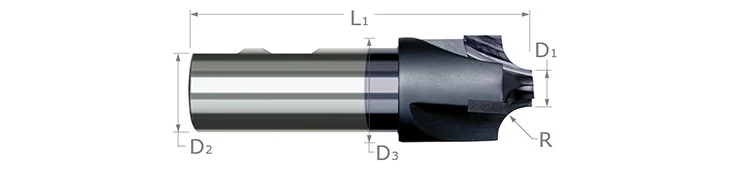 Corner Rounding End Mills-3 Flute-Flared-Carbide Tipped