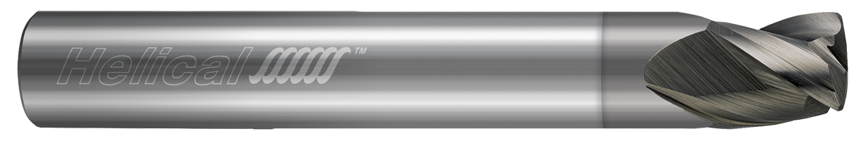 0.3750" (3/8) Cutter DIA x 0.3750" (3/8) Shank DIA x 0.7500" (3/4) Major Radius x 0.0200" Corner Radius x 0.3750" (3/8) Length of Cut x 2.5000" (2-1/2) Overall Length Carbide Lens Multi-Axis Finisher for Aluminum, 3 Flutes, NPLUS Coated - (HMAF-AL-30375-0