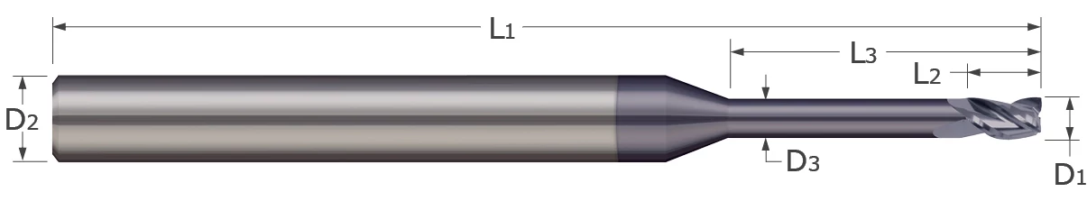 End Mills for Steels & High Temp Alloys-Square-2 & 3 Flute-Long Reach, Stub Flute