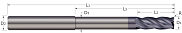 End Mills for Steels & High Temp Alloys-Corner Radius-4 Flute-Variable Helix-Long Reach