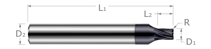 End Mills for Hardened Steels-Corner Radius-For Steels 45-68 Rc