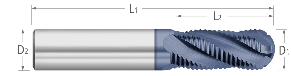 Carbide-Roughers-4 Flute-Ball-30° Helix-Fine Pitch Rougher