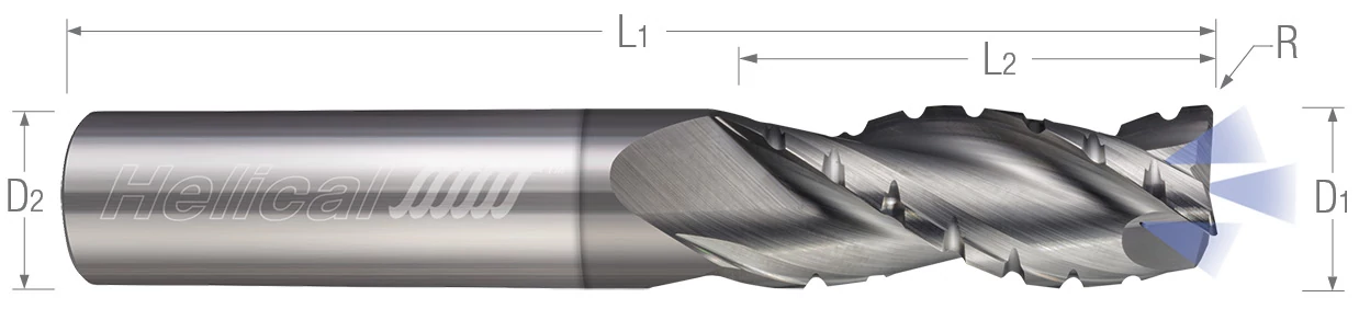 3 Flute-Corner Radius-35° Helix-Variable Pitch-Chipbreaker-Coolant Through