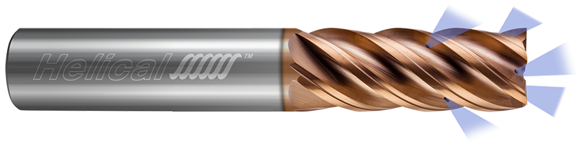 0.2500" (1/4) Cutter DIA x 0.2500" (1/4) Shank DIA x 0.0200" Radius x 0.3750" (3/8) Length of Cut x 2.0000" (2) Overall Length Carbide Corner Radius Coolant Through End Mill for Stainless and High Temp, 5 Flutes, TPLUS Coated - (HEVC-015-50250-R.020)