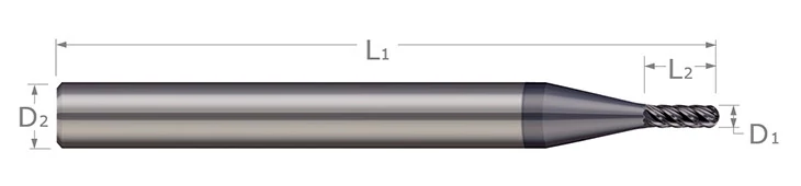 End Mills for Hardened Steels-Ball-For Steels Up to 55 Rc