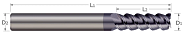 End Mills for Steels & High Temperature Alloys-Square-3 & 4 Flute 