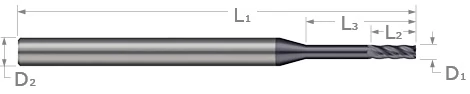 Miniature End Mills-Square-Long Reach, Standard Flute-5 Flute