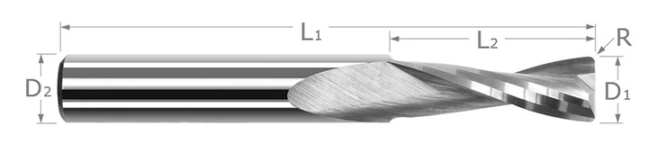 End Mills for Plastics-Corner Radius Upcut-2 Flute