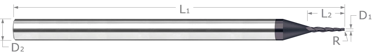 Miniature End Mills-Tapered-Corner Radius