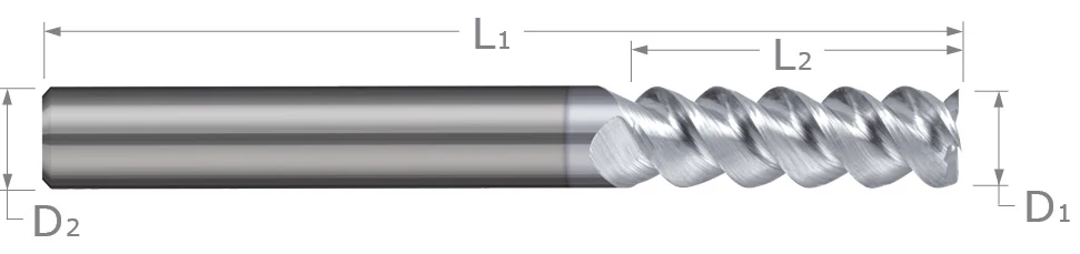 High Helix End Mills for Aluminum Alloys-60° Helix-Square
