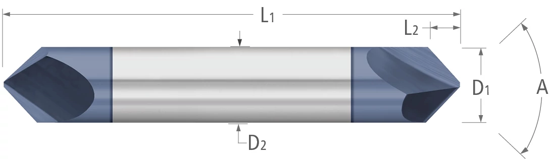 Chamfer Mills-2 Flute-Flat Tip-Double Ended