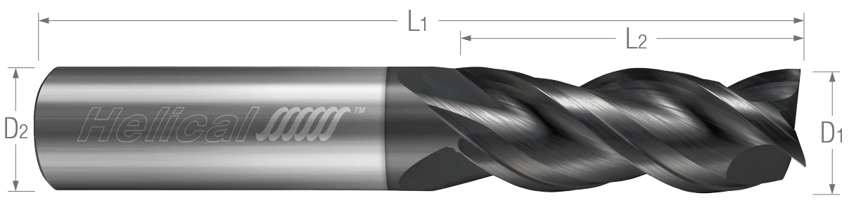 3 Flute, Square-40° Helix, Variable Pitch