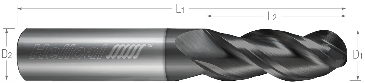 3 Flute, Ball-40° Helix, Variable Pitch